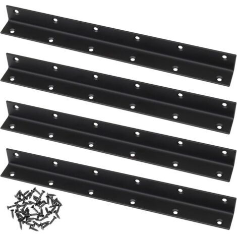 Connecteur d'Angle en L, Lot de 4, Équerre d'Angle Perforée 90 Degrés, Renfort Robuste pour Bois, pour Renforcements, Réparations, Tables, Armoires, Meubles - 275x25x25mm