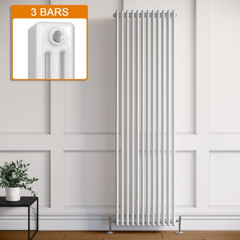 ELEGANT 1800 x 550 mm White Traditional Vertical Column Radiator Double Panel Designer Efficient Radiator + Anthracite Thermostatic Radiator Valves (1/5)
