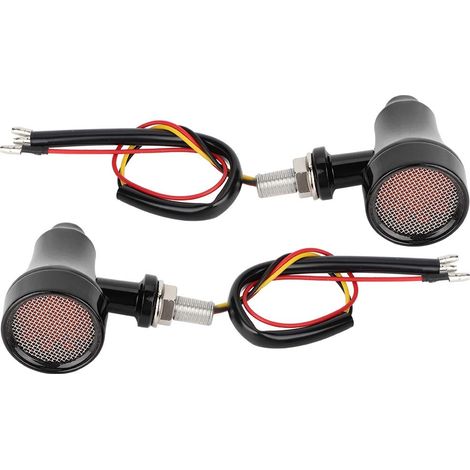 Clignotants moto , Metal Shell Retro Grid Clignotants moto Feux de freinage LED Flash Lamp(noir) (1/5)