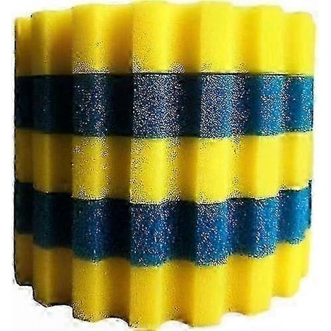Kit d'éponges filtrantes à double densité pour bassin, comprenant 3 éponges bio-remplaçantes fines jaunes et 2 éponges bleues grossières. (1/5)