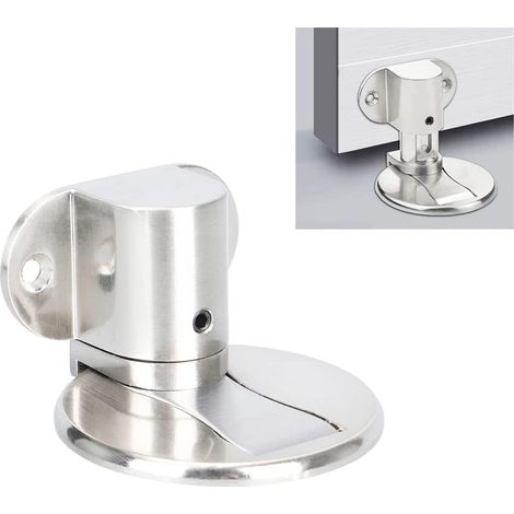 Butée de porte magnétique, butée de porte réglable, butée de porte magnétique invisible avec 2 ensembles d'adhésif sans perçage pour portes de bureau à domicile (argent 1) (1/5)