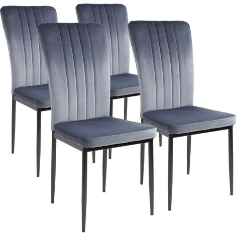 Albatros Esszimmerstühle mit Samt-Bezug 4er Set MODENA, Grau - Stilvolles Vintage Design, Eleganter Polsterstuhl am Esstisch - Küchenstuhl oder Stuhl Esszimmer mit hoher Belastbarkeit