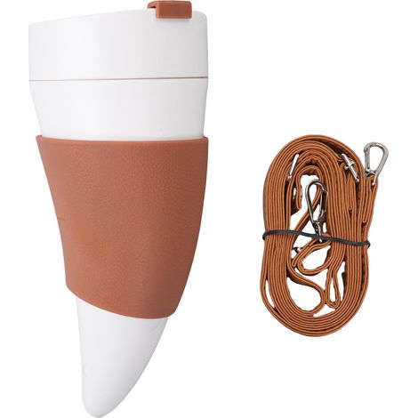Tazza da caffè con motivo a corna di capra, 230 ml, in acciaio inox, da viaggio, thermos con isolamento sottovuoto, coperchio e cinghie, riutilizzabile. (1/5)