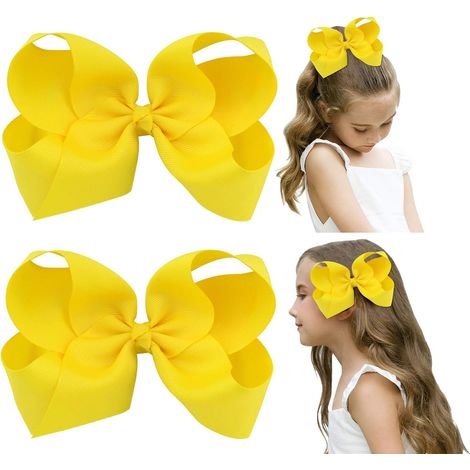 Conjunto de 2 lazos para el cabello, cinta de grosgrain, pinzas de cocodrilo, accesorios para el cabello para adolescentes. (1/5)