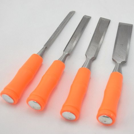 TRADE SHOP - Set 4 Sgorbie Per Intaglio Legno Scalpelli Misure 6 12 18 24 Mm -