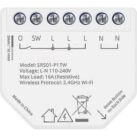 Relais intelligent WiFi 2 voies 16 A avec moniteur de puissance, module de commutation mini compatible avec l'application Tuya Smart Life (1/5)