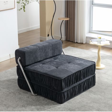 Canapé modulable convertible gris en chenille, mousse et ressorts, éléments séparables (1/5)