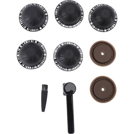 Kit de capsules réutilisables pour VertuoLine 5 dosettes vides 2 couvercles silicone cuillère brosse noir (1/5)
