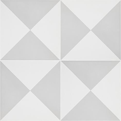 Boite de 24 Carreaux de ciment véritable 0,96m2 / Carreaux de ciment artisanaux pour sol et mur coloris gris/blanc - l.20 x L.20 cm