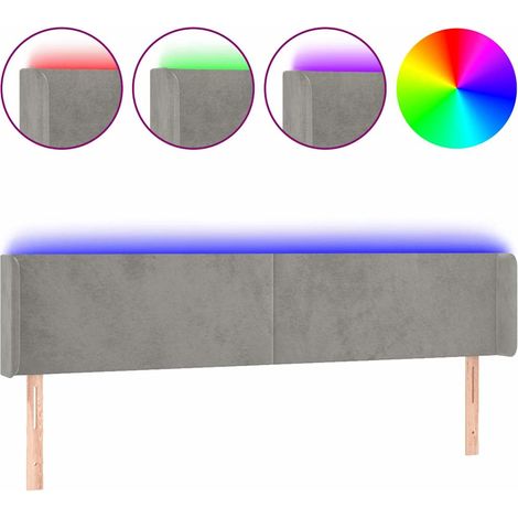 Maison Exclusive - Cabecero con LED de terciopelo gris claro 203x (1/5)