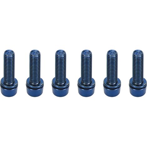 Lot de 6 vis de potence de vélo professionnelles M5x18mm en alliage d'aluminium pour guidon de VTT, accessoire bleu (1/5)