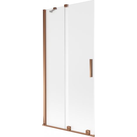 Paroi de baignoire coulissante 2 volets Mexen Velar 95 x 150 cm, dépoli, or rose - 896-095-000-31-60 (1/2)