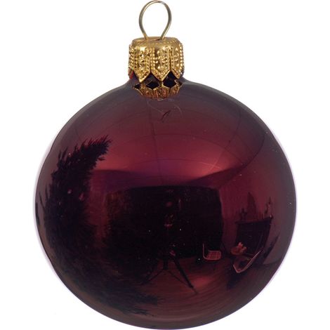 Boule de Noël rouge foncé brillant Ø10 cm (1/2)