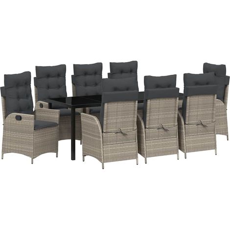 Maison Exclusive - Set da Pranzo per Giardino 9 pcs Grigio chiaro polyrattan