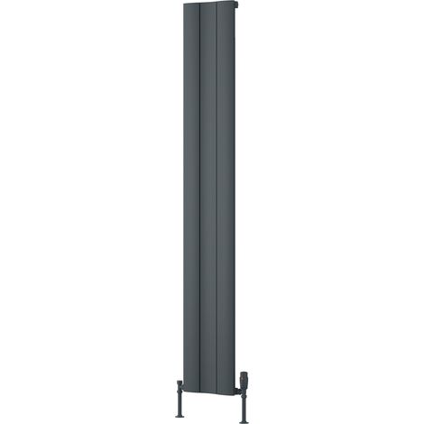 Reina Gio Single Vertical Aluminium Radiator 1800mm H x 280mm W - Anthracite