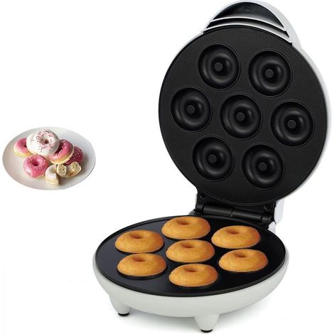EASYCOMFORT Machine à beignets électrique 7 places, moule antiadhésif pour pâtisserie et petit-déjeuner, grille-pain snacks maison avec pieds antidérapants (1/5)