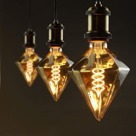 Ampoule LED Vintage Edison E27 Lampe Incandescente Rétro 3W Lampe Diamant Spirale Décorative, Lampes Antique Dorées Blanc