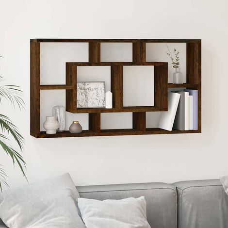 vidaXL Estantería de pared con 8 compartimentos roble ahumado (1/5)