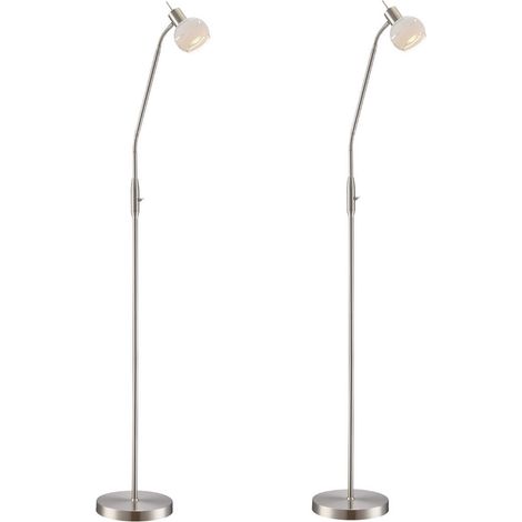 2er Set LED Stehleuchten ELLIOTT mit Flexarm, satinierter Glasschirm (1/3)