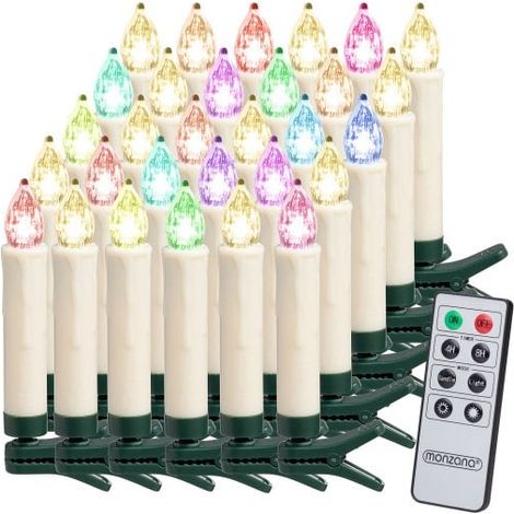 30 Bougies LED Multicolores pour Sapin de Noël : Télécommande incluse (1/5)