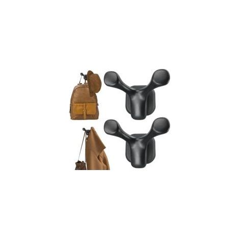 Set mit 2 robusten Magnethaken für Mäntel, Hüte, Werkzeuge, starke, gummierte Magnete, Doppelhaken für Metallwände, vielseitige Aufbewahrungsmöglichkeiten (1/5)