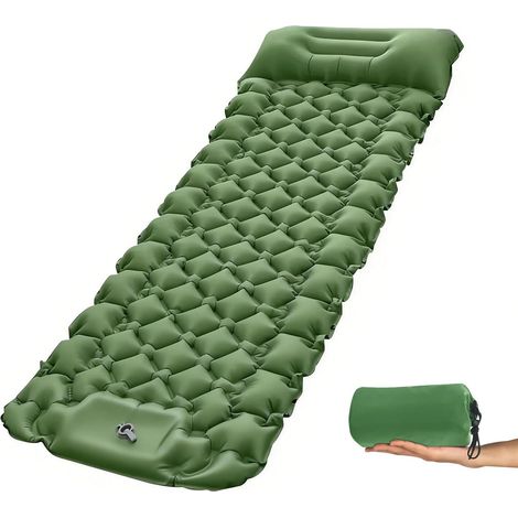 Matelas de camping autogonflant avec pompe et pied intégré et oreiller - tapis de sol gonflable, matelas ultraléger pour la randonnée, voyages, camping et la plage (1/5)