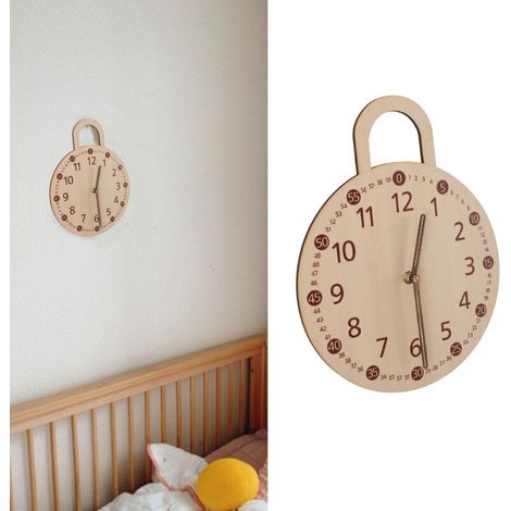 Vintage Wanduhr im Landhausstil aus Lindenholz-Sperrholz, Modell A-2, 25 cm, Naturholz, minimalistische Inneneinrichtung