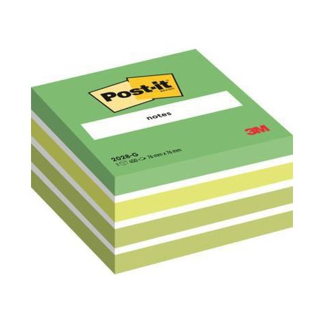 Post-it mehrfarbiger Notizwürfel 5x90 Blätter 76x76 Pastellgrüntöne (1/4)