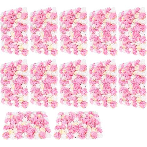 Mur de Fleurs artificielles, 12 Fleurs Mariages, Rue, Fond Mural, 40 x 60 cm, Mariages, fêtes, décoration Maison, Rose (1/5)