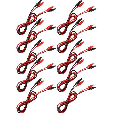 Lot de 10 pinces crocodiles électriques à double extrémité, cordons de test pour laboratoires, magasins, écoles et habitations, 0,5 m / 1,6 pi (1/5)