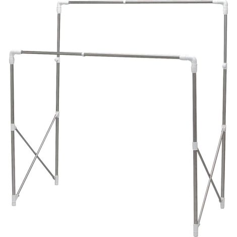 Iris Ohyama, Wäscheständer, 2 Regale, 20 kg, verstellbar, Innen-/Außenregal, SMH-150R, Weiß, W66 x D97 x H122 cm