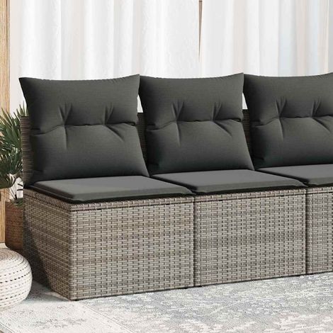 vidaXL Set sofás jardín y cojines 2 pzas ratán sintético acacia gris (1/5)