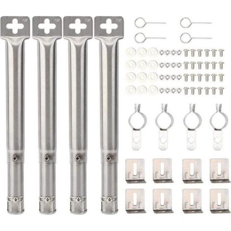Ensemble de 4 Tubes de Brûleur en Acier Inoxydable pour Barbecue à Gaz - Réglable de 12" à 17,5" (1/4)