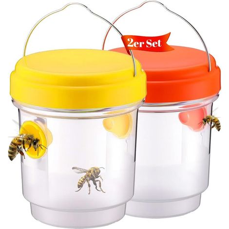 Piège à guêpes, lot de 2, répulsif à guêpes pour l'extérieur, efficace à 360 degrés - Remède contre les guêpes pour la maison et le jardin en extérieur - Dissuasion contre les frelons, les guêpes jaun (1/5)