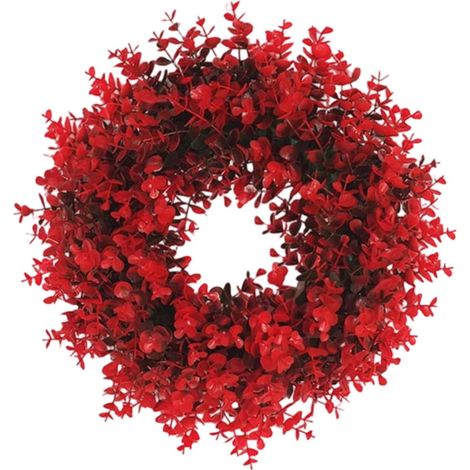 Guirlande De Noël Artificielle - 40 Cm - Feuillage De Buis Rouge - Décoration Murale Extérieure Et Intérieure - 1 Pièce (1/5)