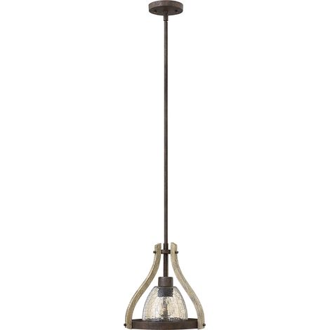 Sospensione Industrial Nordica Middlefield Acciaio Ferro Ruggine Legno Luce E27 (1/3)