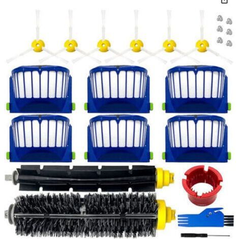 [JAMAIS UTILISÉ] Kit de remplacement pour aspirateur irobot Roomba 600 694 692 650 660 651 avec 2 brosses principales + 6 brosses latérales + 6 vis + 6 filtres + 2 outils de nettoyage + 1 tournevis (1/4)