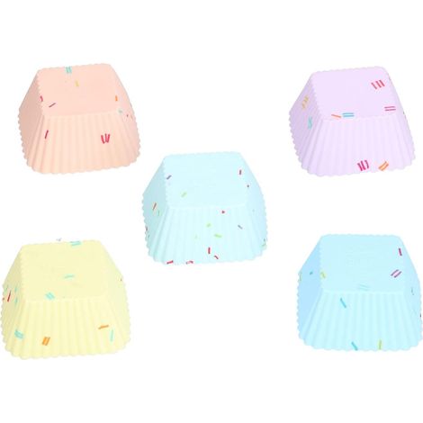 Moule en Silicone pour Pudding, 20 Pièces, Tasse à Gâteau, Moules à Cupcake à Gelée Blanche pour Petits Moules à Muffin, Moules à Cupcake (costume carré),Costume Carré,Costume Carré (1/5)