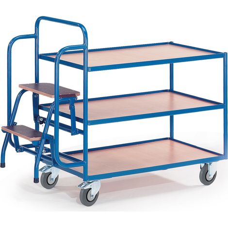 Rollcart Kommissionierwagen 1135mm hoch mit 2 Trittstufen und 2 Etagen 990x590mm