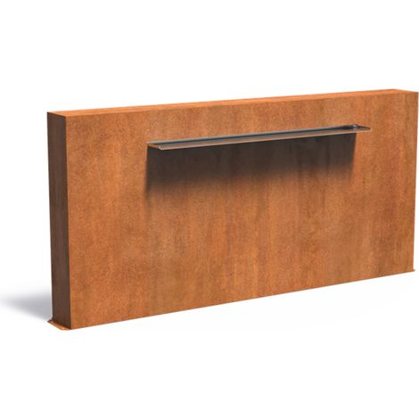 Adezz Freistehende Teichwand aus Corten-Stahl Rost inkl. Wasserfall und Pumpe