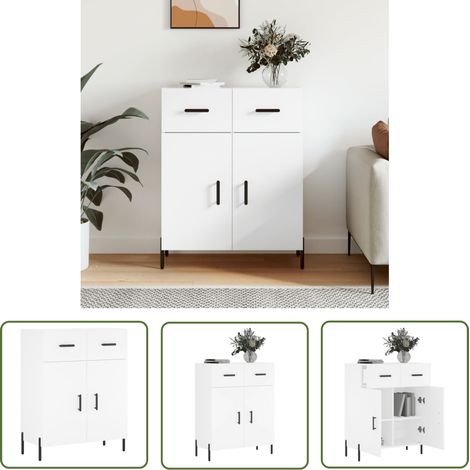 The Living Store Sideboard Weiß 69,5x34x90 cm Holzwerkstoff - Schreibtisch - Wohnzimmermöbel - Sideboard Weiß - Regal - Aufbewahrung (1/5)