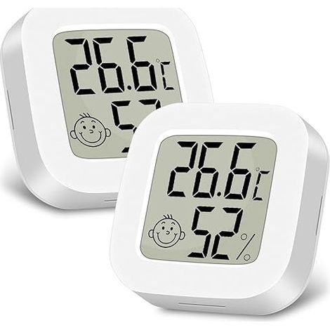 Mini thermomètre d'ambiance avec écran LCD et affichage en façade, intégrant un moniteur de température et d'humidité pour chambre, chambre de bébé ou entrepôt. (1/5)