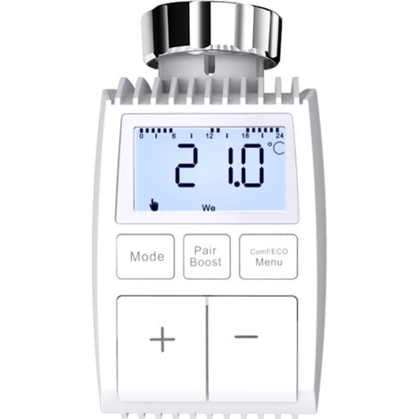 Robinet thermostatique de radiateur ZigBee 3.0, thermostat intelligent, régulateur de température programmable hebdomadairement, contrôle via application, commande vocale, compatible avec Alexa. (1/2)