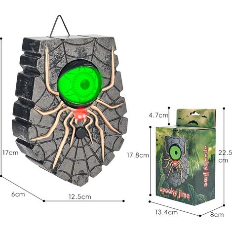 Halloween-Türklingel mit Spinnenmotiv, Leuchtstoffröhre, gruseligen Soundeffekten und einäugiger Spinne – exklusiv für Halloween