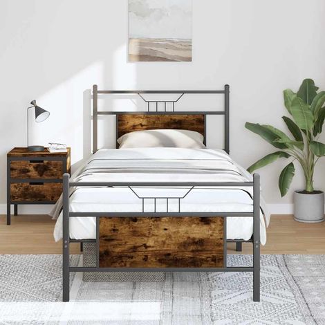Estructura de cama sin colchón madera roble ahumado 90x200 cm vidaXL (1/5)
