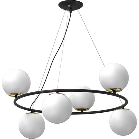 Suspension Luminex Bolti noir/or 6 globes verre E27