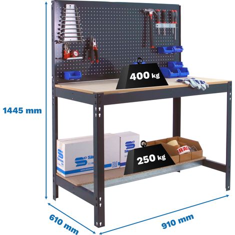 Simonrack Banco da lavoro in metallo antracite 1445x910x610 mm