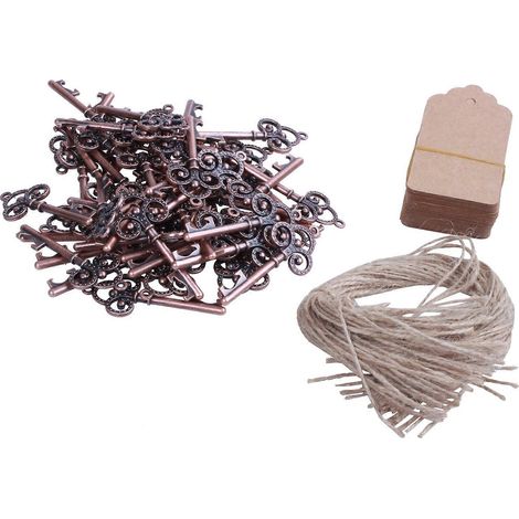 50er-Pack Flaschenöffner in Schlüsselform mit Anhängerkarten, ideal als Gastgeschenk für Hochzeiten, Skelett-Design (1/5)