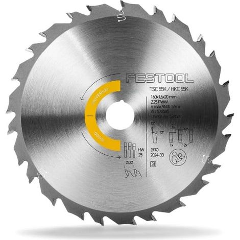 FESTOOL HW 160x1.6x20 FWW25T (578585) Plunge saw blade 160mm x 20mm x 25T