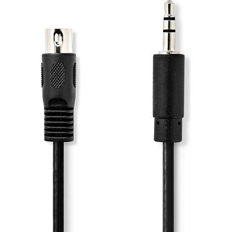 Nedis din audio kabel din 5 pin stecker 35 mm stecker vernickelt 100 m rund pvc schwarz label